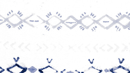 Blue Ikat Pattern. Marine Dye Pillow Shibori