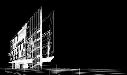 3d render of a modern building