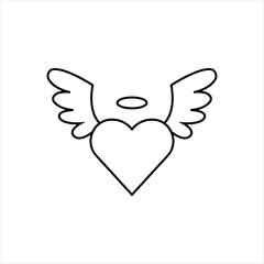 Heart with wings line icon.Flying heart icon. Vector illustration