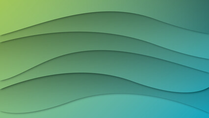 Waves abstract background green and blue colors.