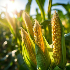 Corn plantation in the field
