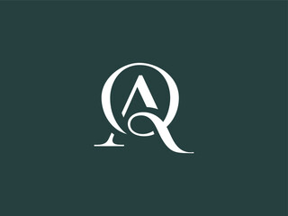 Letter QA or AQ serif font typography logo with classic modern style for signature symbol, personal brand, wedding monogram, etc.