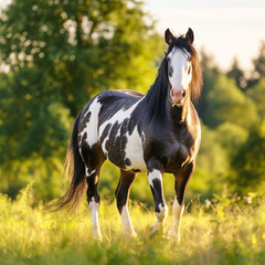 Obraz na płótnie Canvas Horse in the field with sunny day