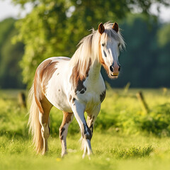 Obraz na płótnie Canvas Horse in the field with sunny day