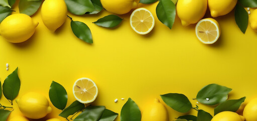 lemon healthy summer fresh yellow natural background food juicy fruit sweet. Generative AI. - obrazy, fototapety, plakaty