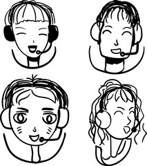 Faces of operators or negotiators in the form of icons