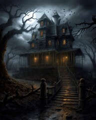 Fototapeta premium Halloween, the spookiest day of the year. Halloween background. Generative AI