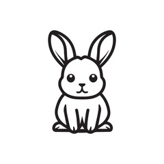 Fototapeta na wymiar Rabbit Icon Vector Black and white 