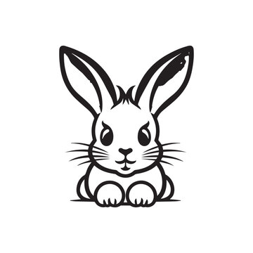 Rabbit Icon Vector Black and white 