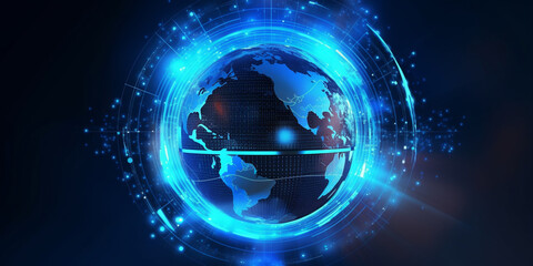 Obraz premium Futuristic blue earth abstract technology background