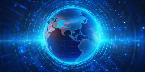 Futuristic blue earth abstract technology background