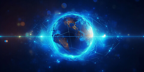 Obraz premium Futuristic blue earth abstract technology background