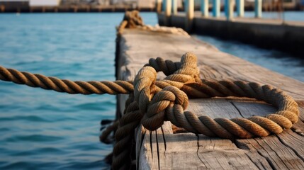 rope on the dock - obrazy, fototapety, plakaty