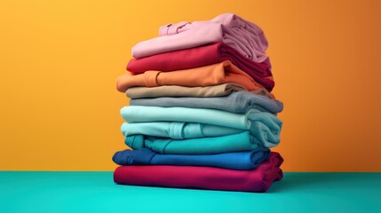 stack of colorful clothes