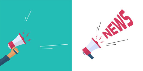 News breaking offer icon vector graphic, special announcement press via megaphone speaker flat illustration, update event, promotion message idea image clipart