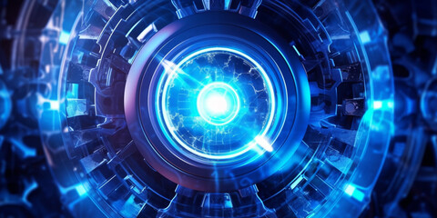 Obraz premium Gears and cogs mechanism. Industrial machine, engine. Close-up macro. 3D illustration