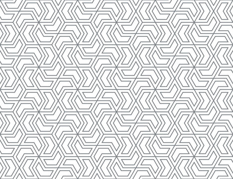 Geometric seamless pattern with grey hexagon shape  and lines,  png isolated on transparent background.