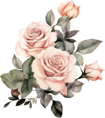 Rose flowers bouquet watercolor. Generative AI