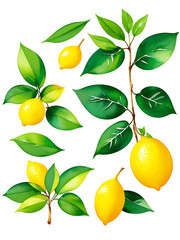 Fresh Lemons illustration, on white background
