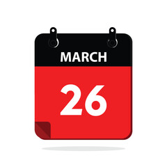  calender icon, 26 march icon with white background