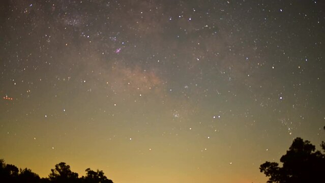 Milky Way core during early morning hours of spring, time lapse