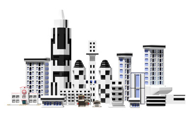 grey skyscraper building icon isolated. 3d render illustration