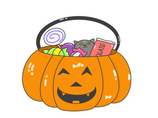 ジャックオランタンに入ったお菓子