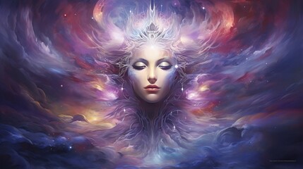 a painting of a woman with her eyes closed