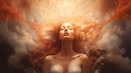 a painting of a woman with her eyes closed