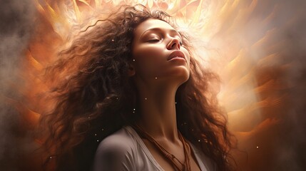 a painting of a woman with her eyes closed