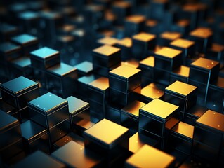 Fototapeta premium a bunch of cubes that are all yellow and blue