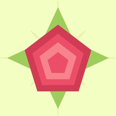 Geometric Red Rose Top View