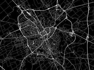 Vector road map of the city of  Troyes in France on a black background.