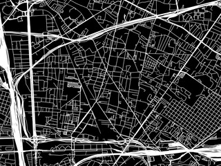 Vector road map of the city of  Aubervilliers in France on a black background.