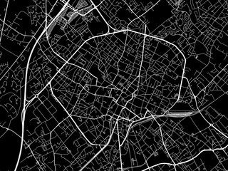 Vector road map of the city of  Tourcoing in France on a black background.
