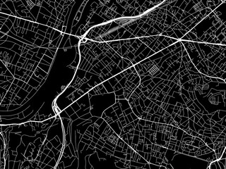 Vector road map of the city of  Rueil-Malmaison in France on a black background.