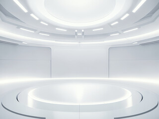 empty white big open industrial hall 3d render illustration