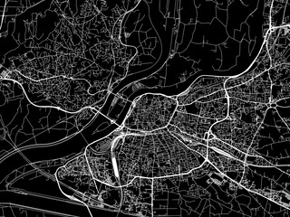 Vector road map of the city of  Avignon in France on a black background.