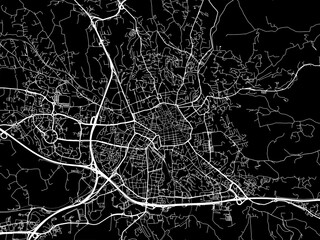 Vector road map of the city of  Aix-en-Provence in France on a black background.