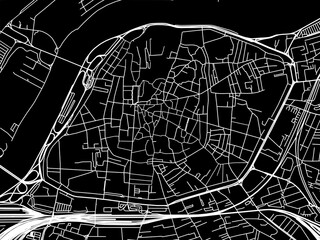 Vector road map of the city of  Avignon Centre in France on a black background.