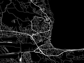 Vector road map of the city of  Martigues in France on a black background.