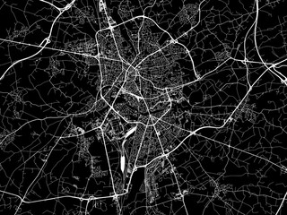 Vector road map of the city of  Le Mans in France on a black background. - obrazy, fototapety, plakaty