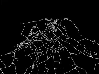 Vector road map of the city of  Saint-Tropez in France on a black background.