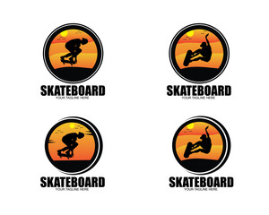 Skateboard logo silhouette set collection