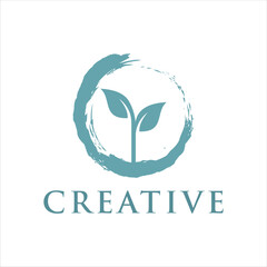 Zen Green Circle Art Brush Stroke Logo Design Icon