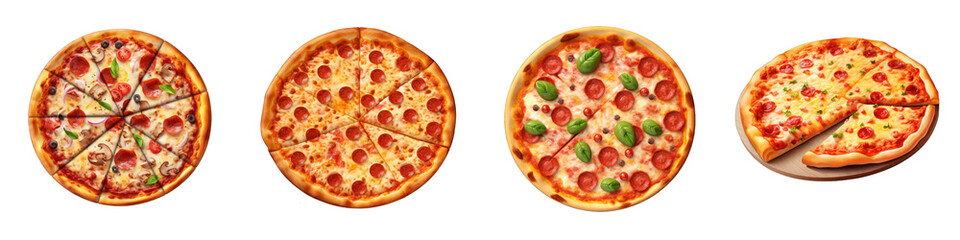 Pizza clipart collection, vector, icons isolated on transparent background