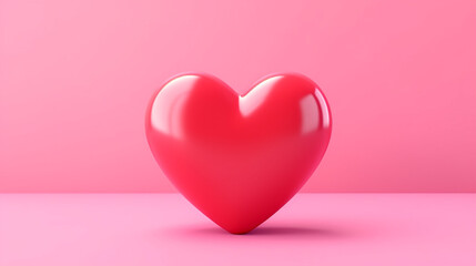 3D red heart on pink background heart icon like and love. Generative AI