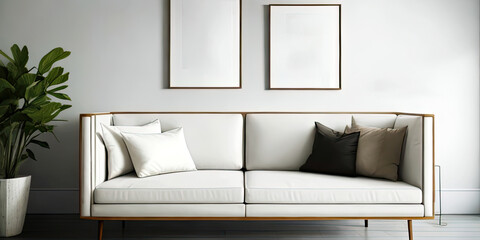 Mockup frame home sofa with blank frame for mockup interior modern,Generative AI.