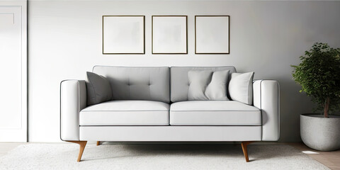 Mockup frame home sofa with blank frame for mockup interior modern,Generative AI.