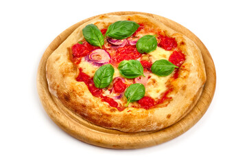 Pizza napoletana, italian traditional cuisine, isolated on white background.